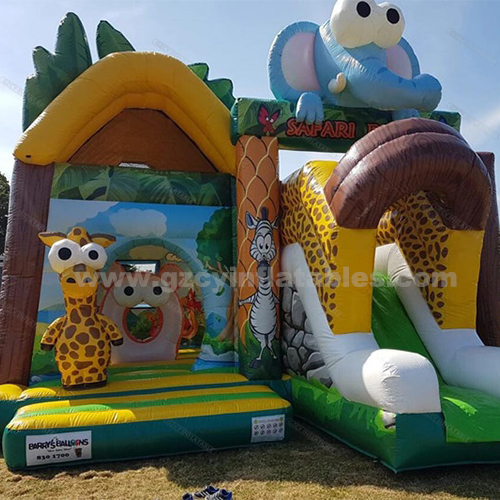 Commercial inflatable bounce house slide safari castle castle inflatable trampoline for kids