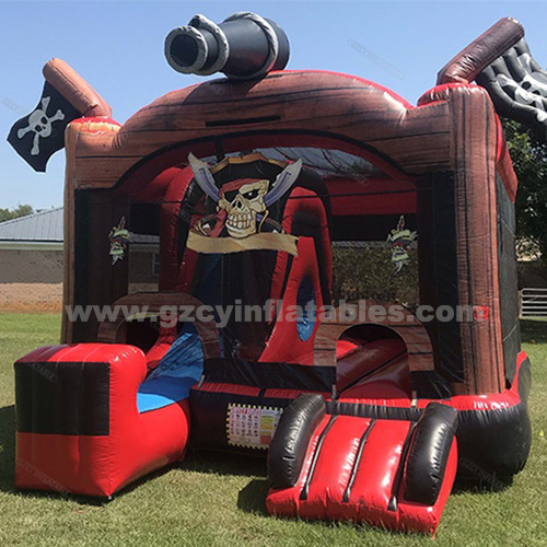 Commercial pirate ship air trampoline playground, kids inflatable castle combination with slide