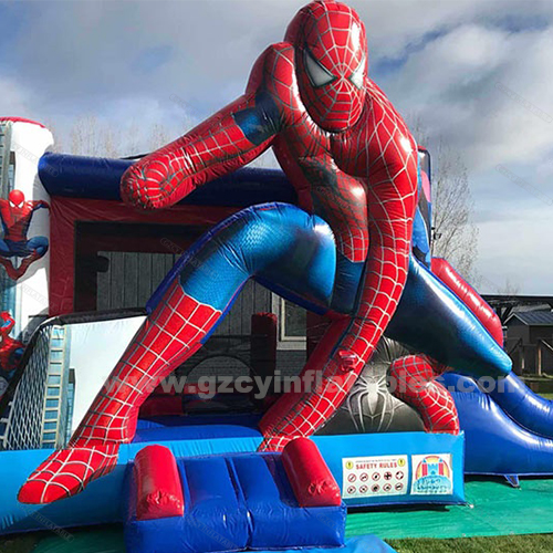 Spiderman Bouncy Castle, Inflatable Bouncy Castle, Inflatable Spiderman Bounce House Combination with Slides