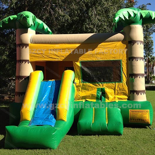 Tropical Palm Tree Inflatable Jumping Castle Combo Slide