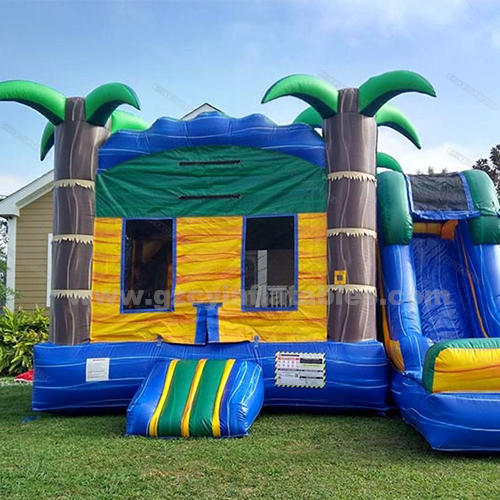 Tropical Combo Water Slide ,Inflatable Jumping Castle Combo Slide