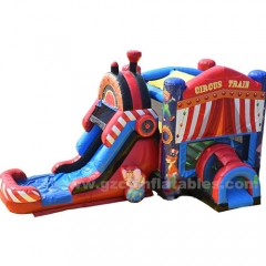 Circus Train Inflatable Bounce House / Water Slide Combo
