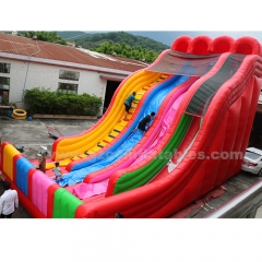 Triple Lane Rainbow Inflatable Slide Kids Outdoor Giant Party Activity Slide