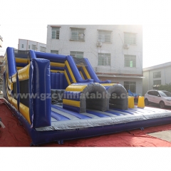 Commercial outdoor inflatable double slide inflatable bouncing trampoline combination