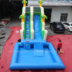 New Design Inflatable Palm Tree Beach Water Slide Commercial Water Slide With Amusement Park Swimming Pool