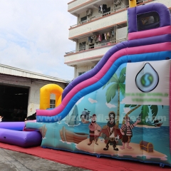Outdoor kids inflatable slides with swimming pool inflatable pirate ship water slides