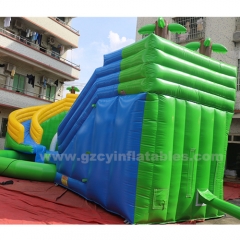 Outdoor Giant Inflatable Water Playground Dinosaur Bounce Slide Amusement Park Games With Swimming Pool