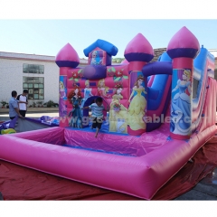 Pink princess inflatable bounce castle combo for kids