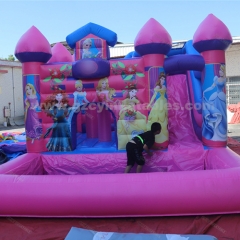 Pink princess inflatable bounce castle combo for kids