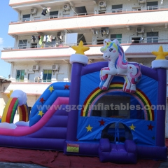 Commercial PVC inflatable unicorn bounce house slide combo jumping castle bouncer for kids