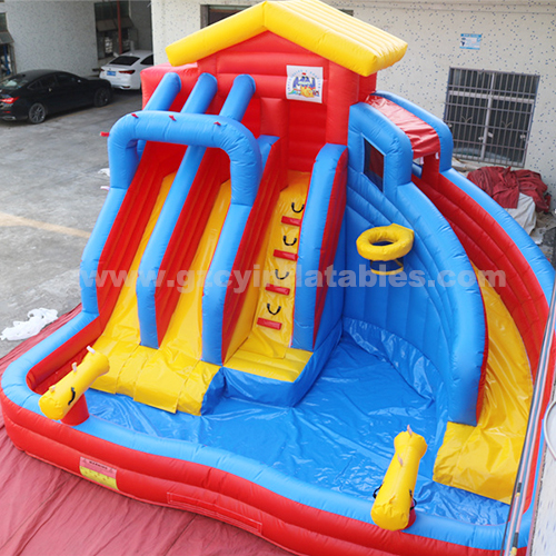 Commercial Kids Inflatable Blue Yellow Pool PVC Inflatable Water Slide