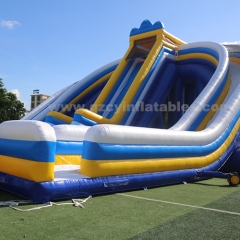 Commercial giant playground equipment inflatable 3 large water slides with swimming pool