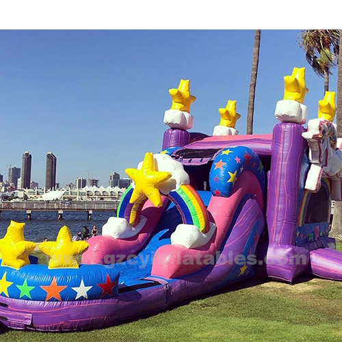commercial pvc Inflatable unicorn bounce house slide combo