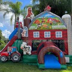 Inflatable Farm Life Bounce House Combo Bouncy Castle with Slide for Kids