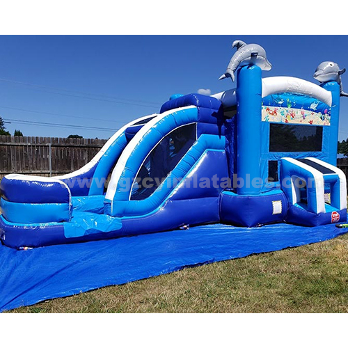 Inflatable little dolphin bouncing castle ocean world bouncing house water slide combo