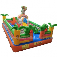 Commercial kids playground obstacle inflatable bouncy castle slide combo
