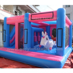 Unicorn inflatable obstacle course inflatable jumping trampoline castle combo