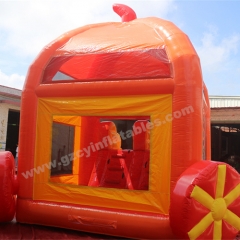 Inflatable Halloween Theme Pumpkin Car Bouncy Castle with Water Double Slides