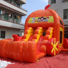 Inflatable Halloween Theme Pumpkin Car Bouncy Castle with Water Double Slides