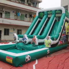Inflatable bouncing castle double slide with pool