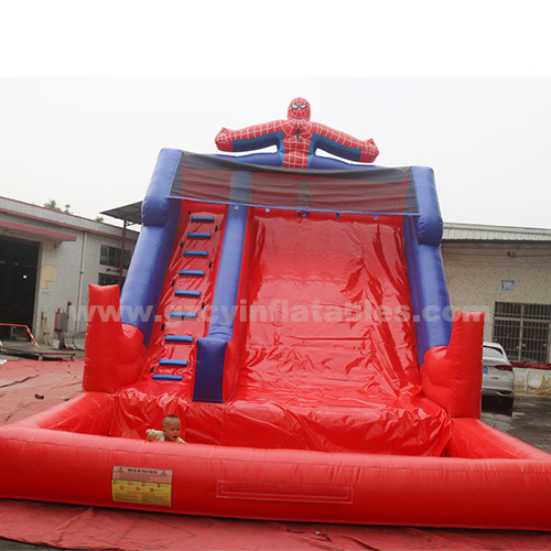 Commercial Spiderman inflatable castle slide combo with swimming pool