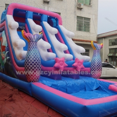 Commercial mermaid kids inflatable water slide backyard water slide