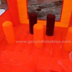 Amusement park orange bus kids inflatable castle bounce house