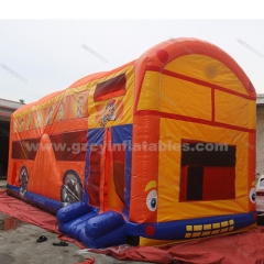 Amusement park orange bus kids inflatable castle bounce house