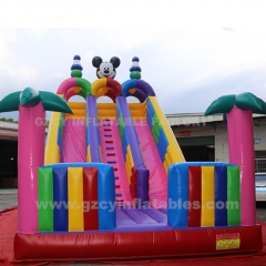 Giant Mickey Theme Park Castle Inflatable Slide