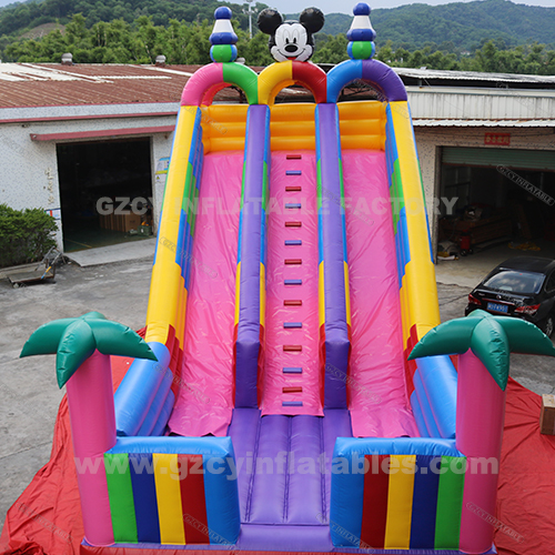 Giant Mickey Theme Park Castle Inflatable Slide