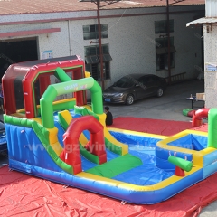 Obstacle Bounce House Dual Slide with pool