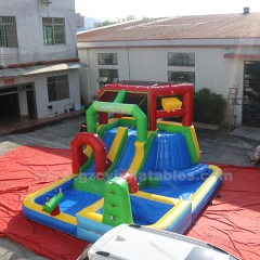 Obstacle Bounce House Dual Slide with pool