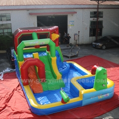 Obstacle Bounce House Dual Slide with pool