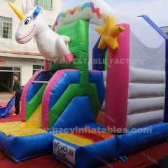 Unicorn inflatable jumping castle with slide