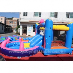 Octopus themed backyard fun inflatable water slide