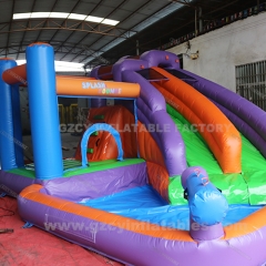 Colorful inflatable water slide with swimming pool