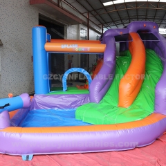 Colorful inflatable water slide with swimming pool