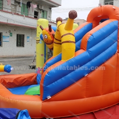 inflatable backyard water slide with pool