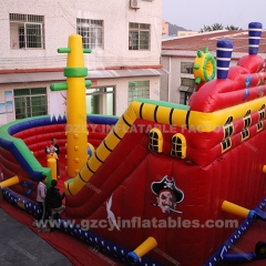 Outdoor giant inflatable bouncer pirate ship boat bounce house slide combo