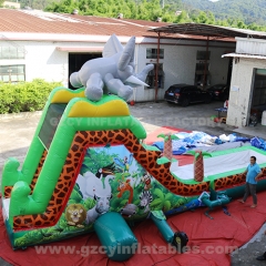 Commercial party large slide inflatable jungle jumping bouncing castle