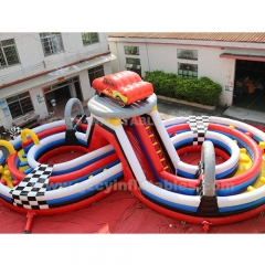 Race Car Course Inflatables Carnival Games Ride Figure 8 Obstacle Course