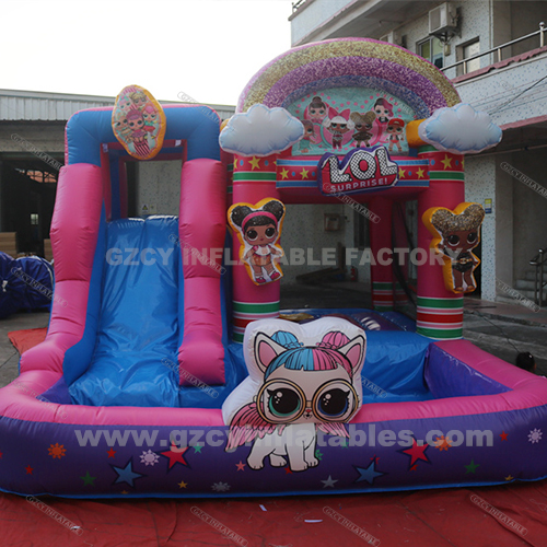 Unicorn Inflatable Castle Slide Combo with Pool