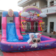 Unicorn Inflatable Castle Slide Combo with Pool