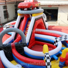 Race Car Course Inflatables Carnival Games Ride Figure 8 Obstacle Course