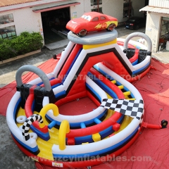 Race Car Course Inflatables Carnival Games Ride Figure 8 Obstacle Course