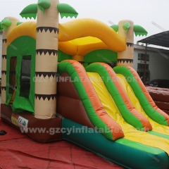 Palm Tree Bounce House With Double Lane Slide Bouncy Castle Combo For Kids