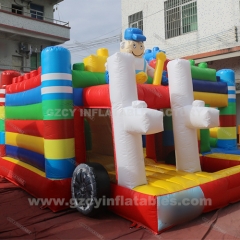 Block inflatable jumping castle with slide