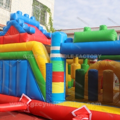 Block inflatable jumping castle with slide