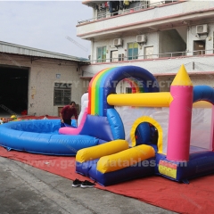 Rainbow Castle Inflatable Slide with Pool