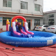 Rainbow Castle Inflatable Slide with Pool